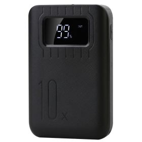 1Pc 1W MAh Portable Power Bank External Battery Pack Charger Dual USB Charge Interface With LCD Display Flashlight Type C Micro USB Lightning Inp (Option: Black)