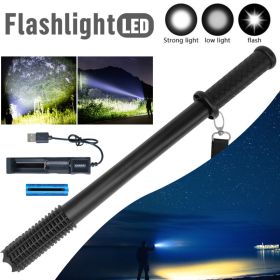 Baseball LED Flashlight Rechargeable Torch Spotlight Emergency Security Work Light 3 Lighting Modes 3500000LM (Option: Black)