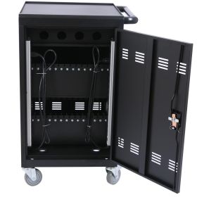 Mobile Charging Cart And Cabinet For Tablets And Laptops, Holds Up To 32 Devices (Option: Black)